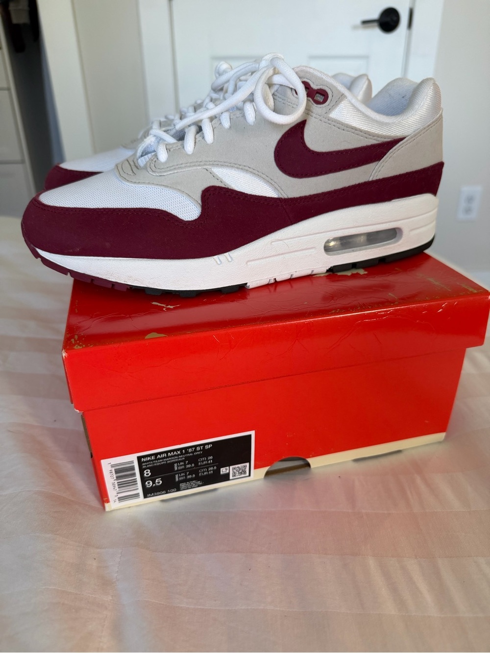 Nike Men’s Air Max 1 Stranger Things Sneakers - White & Burgundy